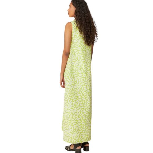 SKFK Gabriela Sleeveless Maxi Dress Green White Front Slit Size 6 Reg. $199 - Picture 2 of 14